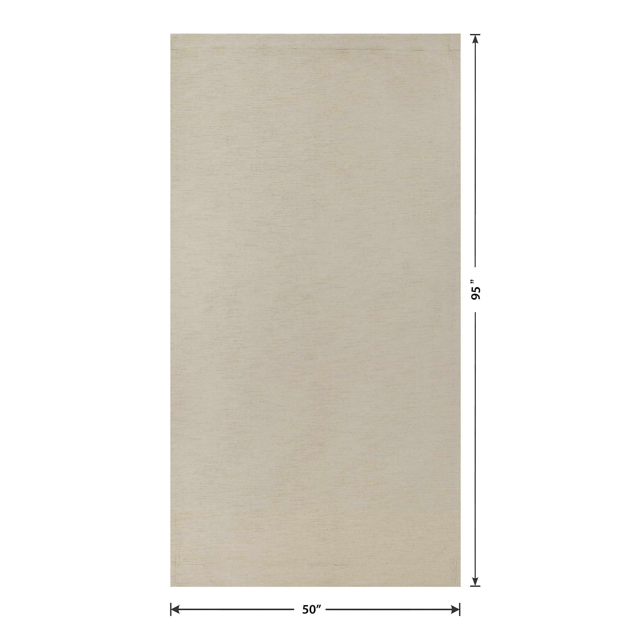 Better Homes & Gardens Textured Solid Chenille Light Filtering Single Curtain Panel, Beige, 50"W x 95"L