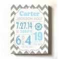 thumbnail image 1 of Personalized Canvas Birth Announcement Nursery Decor Gift, Nautical Design, Custom Name, Date, Weight & Length, Unique Boys & Girls Baby Shower Wall Art Presents, Color Gray # 7, Size - 10X12, 1 of 1