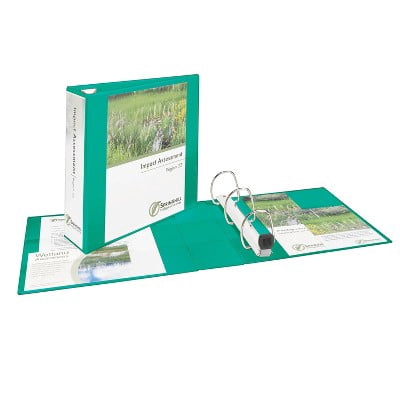 3" Rings 670 Sheet Capacity Heavy Duty View Binder - Green: Polypropylene, 4 Pockets, D Rings