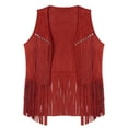 thumbnail image 3 of YONGHS Gilet Sans Manches Vintage en Faux Suède à Franges Rivets Hippie pour Hommes Rouge TG, 3 of 5