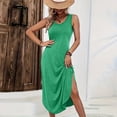 thumbnail image 6 of Women's Casual Tank Maxi Dress, Sleeveless Crewneck Summer Long Sundress with Side Slit, Comfy Loose Fit A-Line Beach Dress, 6 of 8
