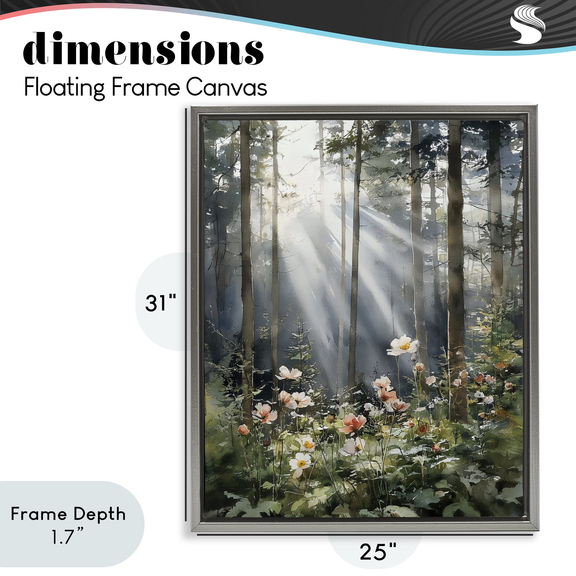 Stupell Industries Sunlit Woods In Morning Gray Framed Floater Canvas Wall Art, design by Franklyn Gregory