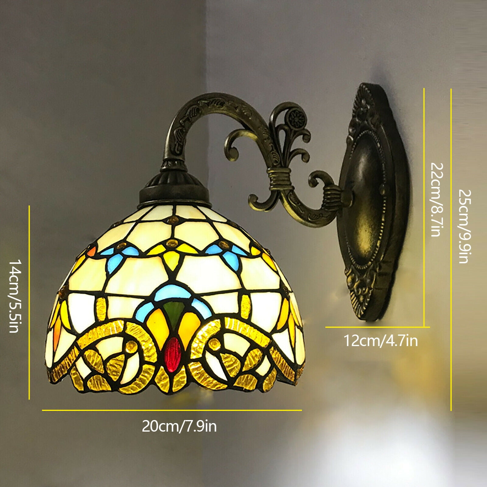 HOT Style Stained Glass Wall Sconce Wall Lamp for Indoor Bedroom Fixture 