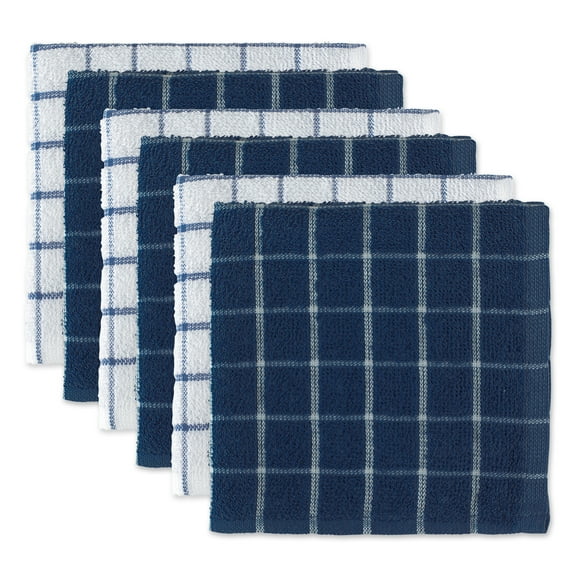 Nautical Blue Combo Windowpane Dishcloth (Set of 6)