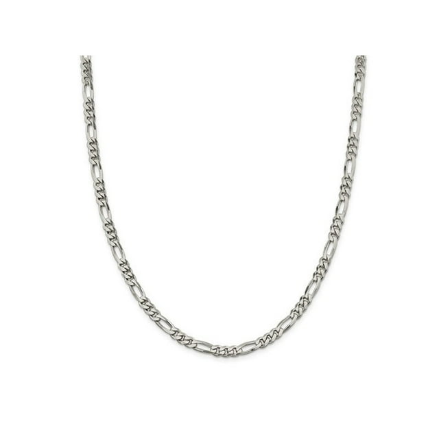 Sterling Silver Figaro Chain Necklace 22 Inches (4.50mm)