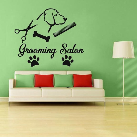 Dogs Grooming Salon Wall Decal Pet Salon Friend Animals anime fiend Vinyl wall decal for Grooming Room Decor 42x36cm