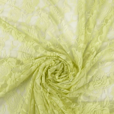 Romex Textiles Nylon Spandex Lace Fabric with Rose Design - Yellow Soft
