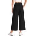 thumbnail image 4 of MOSHU Womens Capri Pants Summer Wide Leg Pants for Women Drawstring Casual Palazzo Trousers with Pockets, 4 of 9