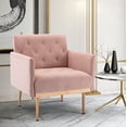 thumbnail image 2 of Velvet Accent Chair,Tufted Upholstered Single Sofa Chair with Armrest,Reading Chair with Padded Seat Cushion & Backrest,Lounge Chair with Rose Golden Tapered feet,for Living Room Bedroom, 2 of 9