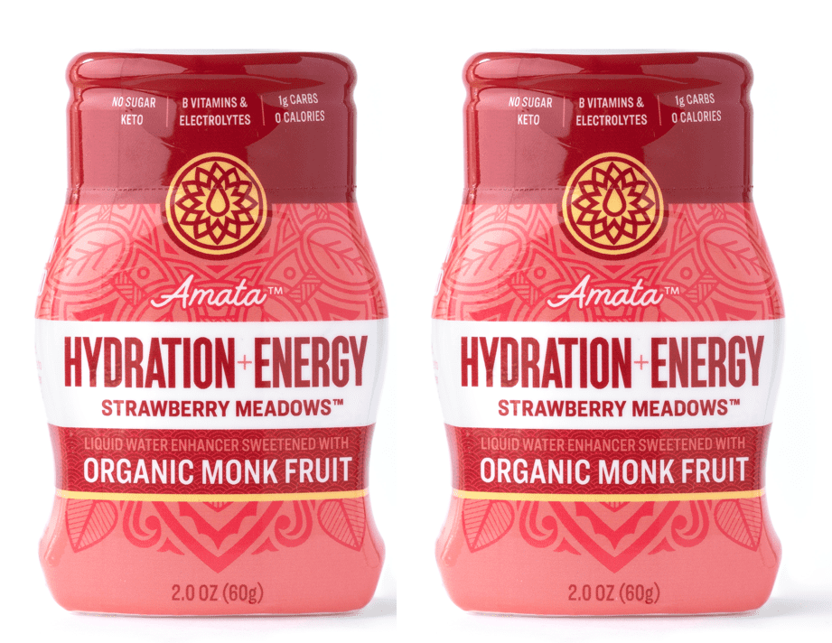 Amata Organic Monk Fruit Sweetened Water Enhancer Strawberry Meadows Hydration & Energy
