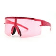 thumbnail image 5 of Color Mirror Lens Oversized Half Rim Sport Rectangle Monoblock Shield Plastic Sunglasses All Pink, 5 of 8