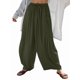 thumbnail image 3 of Pantalones Palazzo Harem Informales Holgados con Cordón para Mujer, para Verano, Playa, Viajes, Vacaciones, con Bolsillos. Verde S, 3 of 6