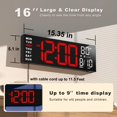 thumbnail image 2 of Soporte de pared digital Clock JALL de 16 pulgadas, LED RGB grande, rojo y blanco, 2 of 9