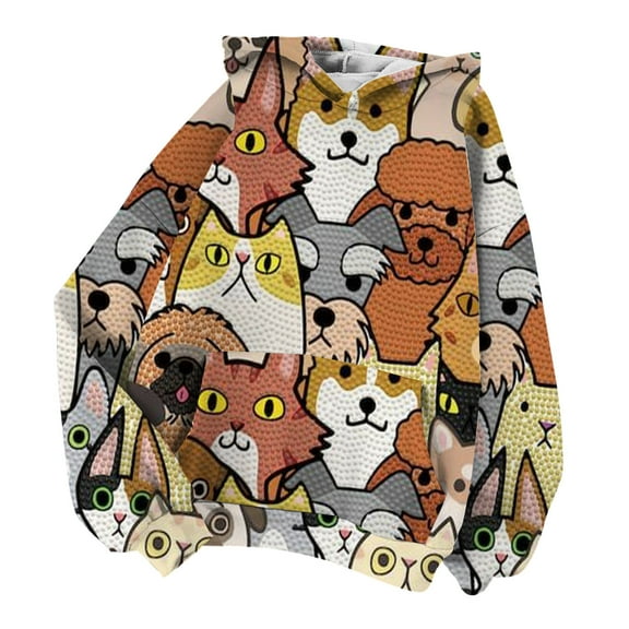 Black and Friday Deals 50% Off Clear! Viikei Hoodies for Women Plus Size Sweatshirt for Women Hoodies for Women Trendy Loose Sweatshirts Long Sleeve Cute Print Patchwork Hooded Pullover Fall Clothes w