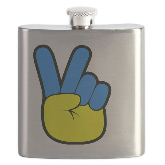 CafePress - Ukrainian Flag Peace Sign Uk - Stainless Steel Flask, 6oz Drinking Flask