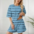 thumbnail image 2 of biudgviw Pajama Sets for Women 2 Piece Print Short Sleeve Loungewear Comfy Soft Crew Neck T-Shirts with Elastic Waist Shorts Sleepwear Set, 2 of 7