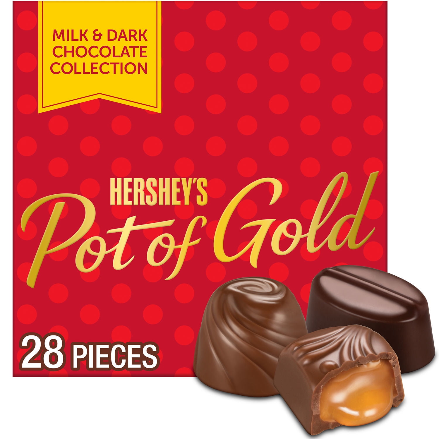 (2 pack) Hershey's Pot of Gold Assorted Milk and Dark Chocolate Christmas Candy, Gift Box 10 oz, 28 Pieces