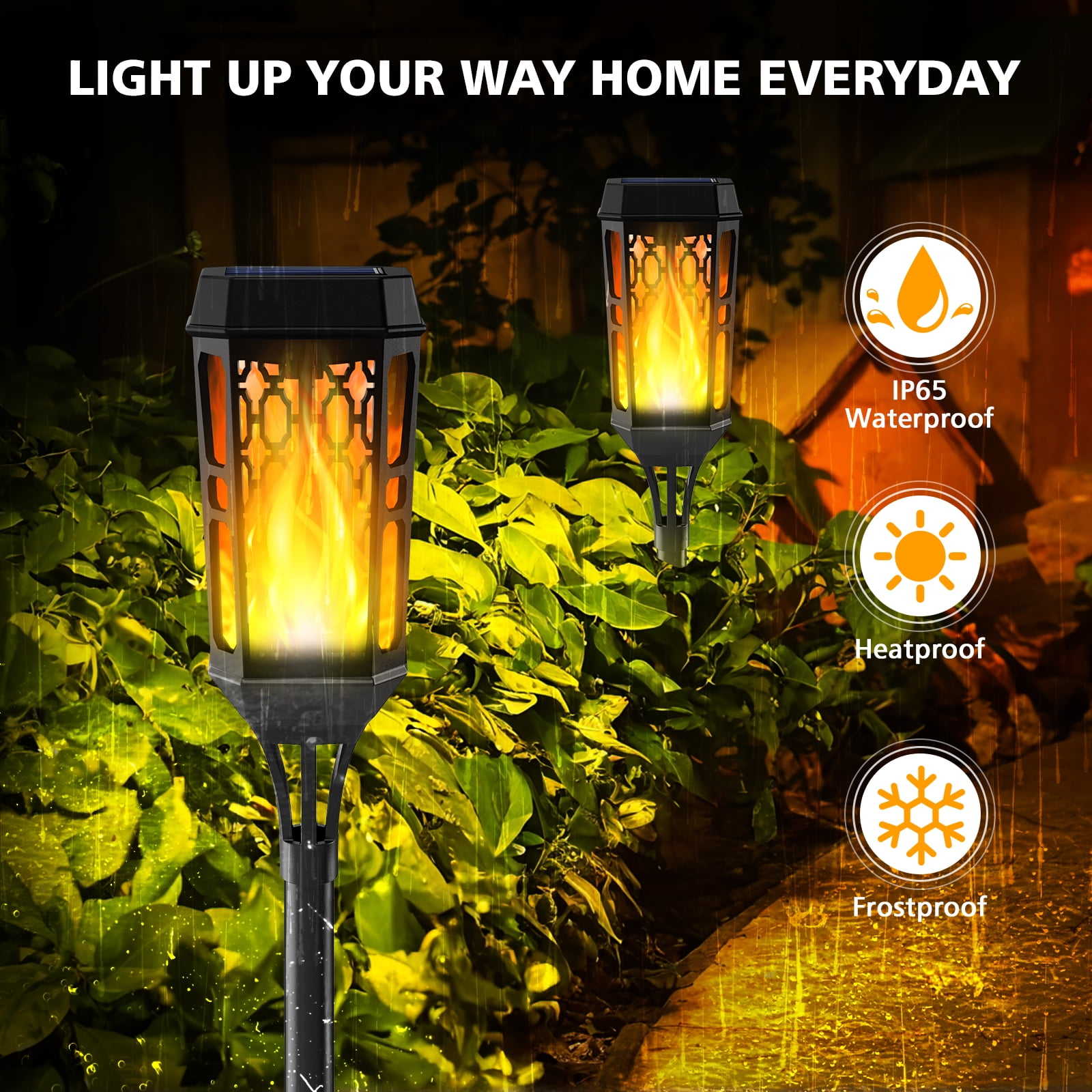 6 Pack Outdoor Solar Lights, LED Waterproof Decorative Lights with Flickering Flame, Outside Lighting Decoration for Patio Garden Yard Pathway Landscape