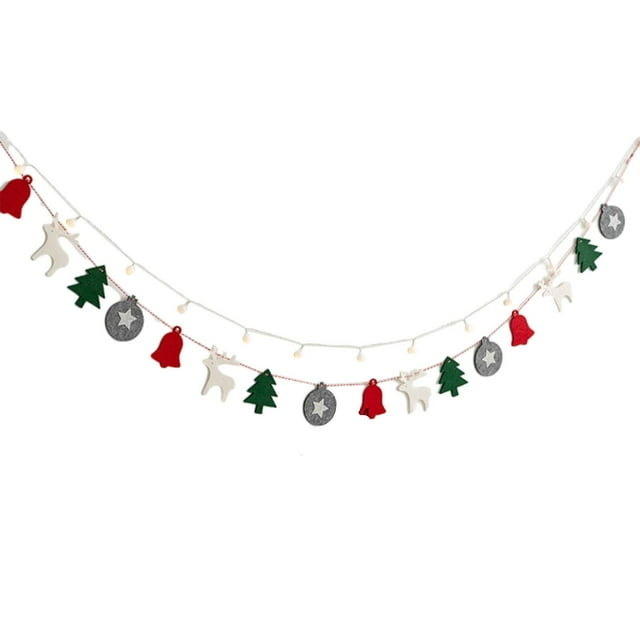 yuksok Merry Christmas Fabric Banner Bunting Wedding Cartoon Curtain Decoration DIY Patterns