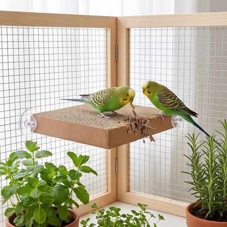 Rwvbm Corrugated Paper Bird Toy Ledge Beak Grinding Claw Trimming Perch, Boredom Relief Cage Accessories for Budgie Parakeet Cockatiel