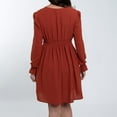 thumbnail image 4 of Elsie & Zoey Hayden Swiss Dot Long Sleeve Ruched V-Neck Dress for Women, 4 of 6