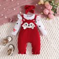 thumbnail image 2 of 9-12 Months Infant Girl Outfit Preemie Newborn Baby Girl Clothes Infant Romper Onepiece Fall Winter Outfits Gifts for Girls 3 6 9 12 18 Months Cute Romper Set,Red, 2 of 6