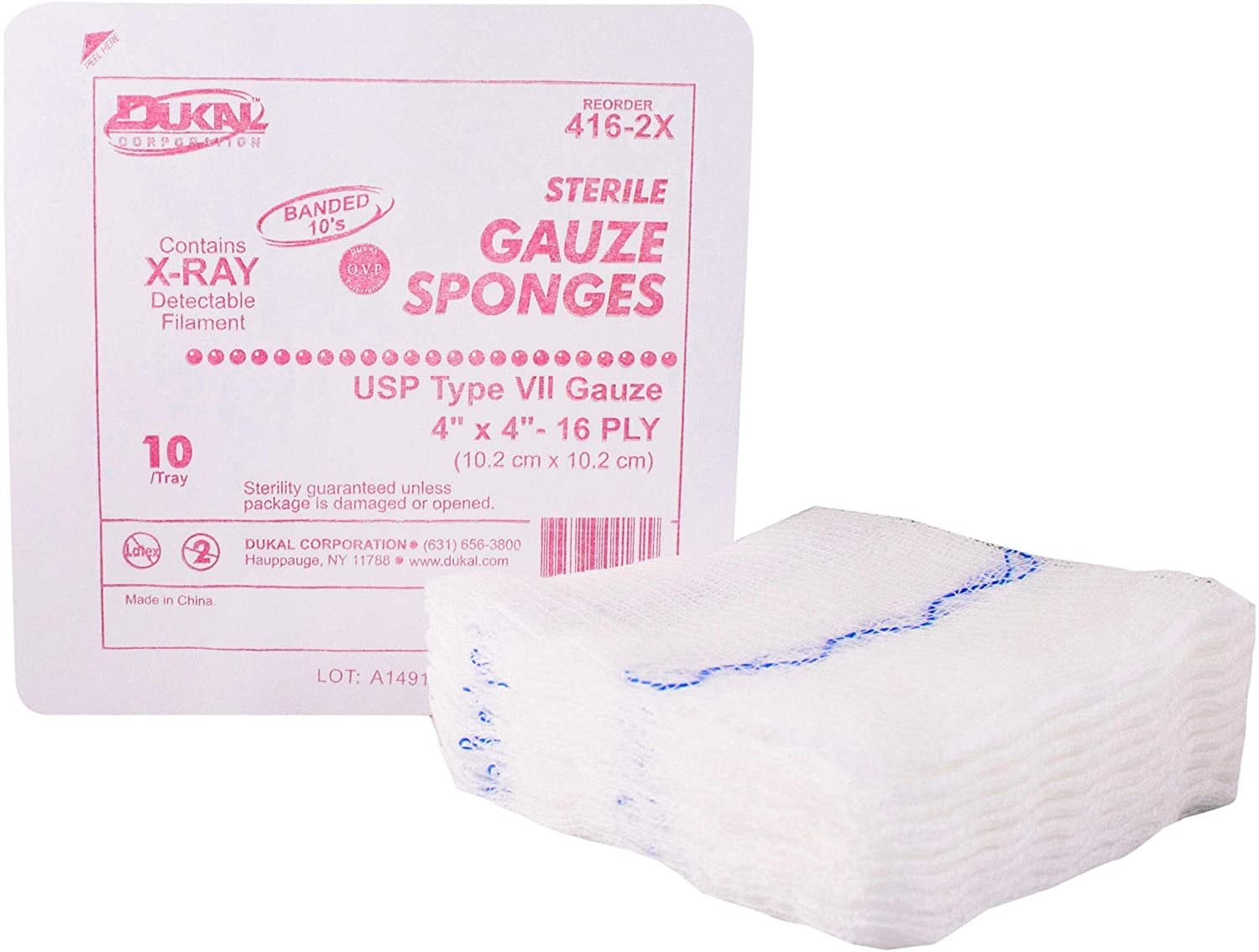 Dukal Type VII Gauze Sponges 4x4 16Ply XRay Detectable Gauze