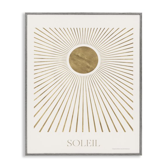 Stupell Industries Soleil Boho Sun Astrology & Stars Painting Gray Framed Art Print Wall Art, 11 x 14