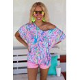 thumbnail image 3 of Women's Sky Blue Loose Painted Floral Tee, 3 of 9