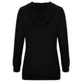 thumbnail image 5 of ATOYSOY Women's Pullover Pockets Crew Neck Sweatshirts Drawstring Outwear Loose Hoodie Tops Fashion Long Sleeve Tees Drawstring Fall Winter Casual Shirts Pockets Black L, 5 of 7