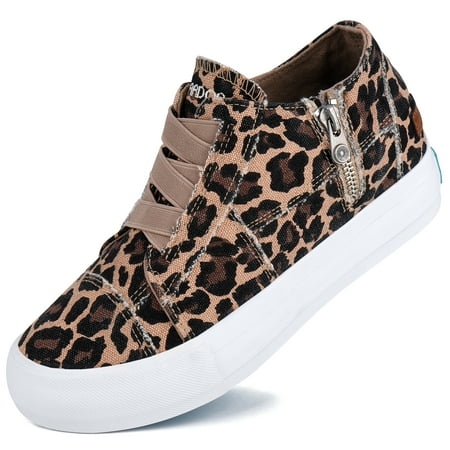 

JENN ARDOR Women Platform Sneakers Hidden Wedge Canvas Shoes Fashion Walking Slip On Sneaker Non Slip with Zipper