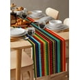 thumbnail image 3 of Colorful Stripes Burlap Cotton Table Runner 13x72 Inches Long, Boho Minimalist Geometric Mexico Farmhouse Table Runners, Outdoor Dining Tablecloths Decor for Baby Shower/Party/Wedding, 3 of 6