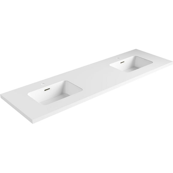 Dyconn Faucet True Solid Surface Single-Bowl Vanity Top (74" (Double Bowls))