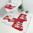 thumbnail image 2 of Red Christmas Reindeer Pattern Bathroom Rugs Sets 3 Piece,Toilet Cover Set,Absorbent Non Slip Bathroom Mats Sets with U-Shaped Contour Rug Toilet Rug Set, 2 of 5