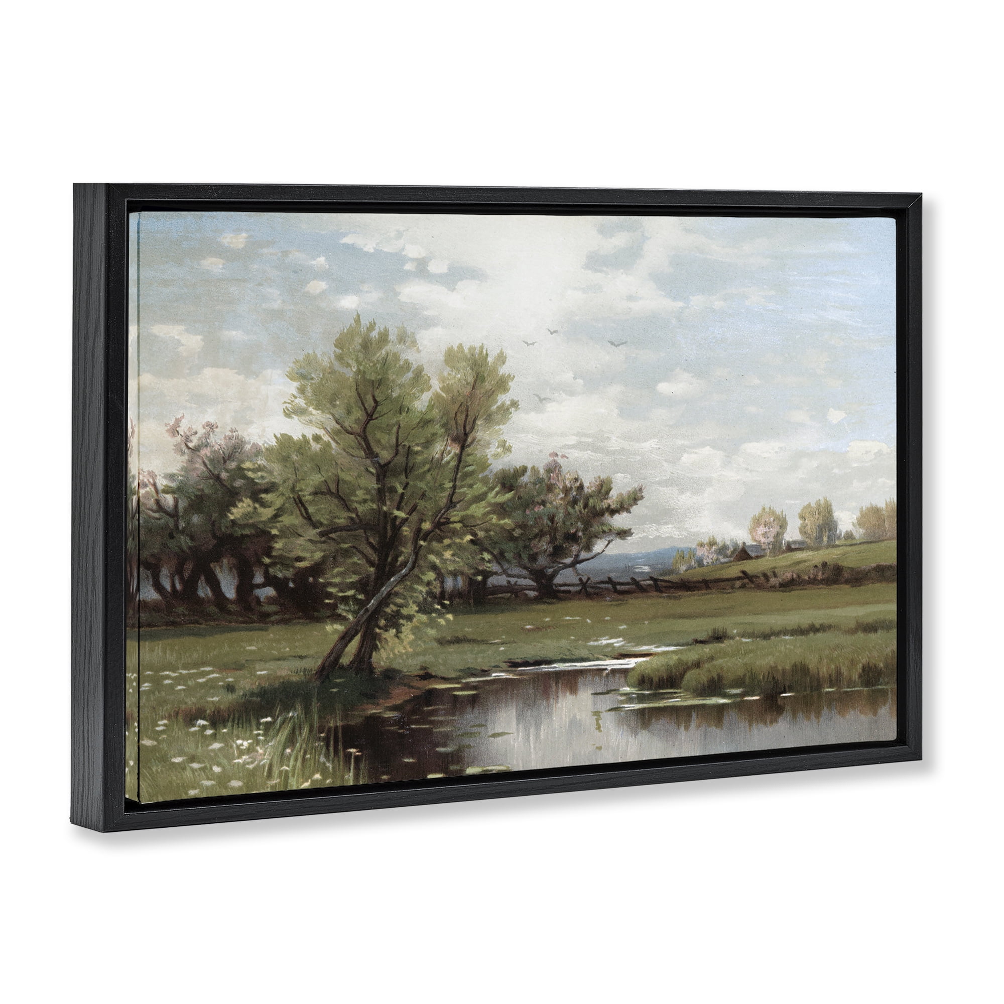 Stupell Industries Ecstatic Spring Landscape Black Framed Floater Canvas Wall Art, design by Lula Bijoux & co.