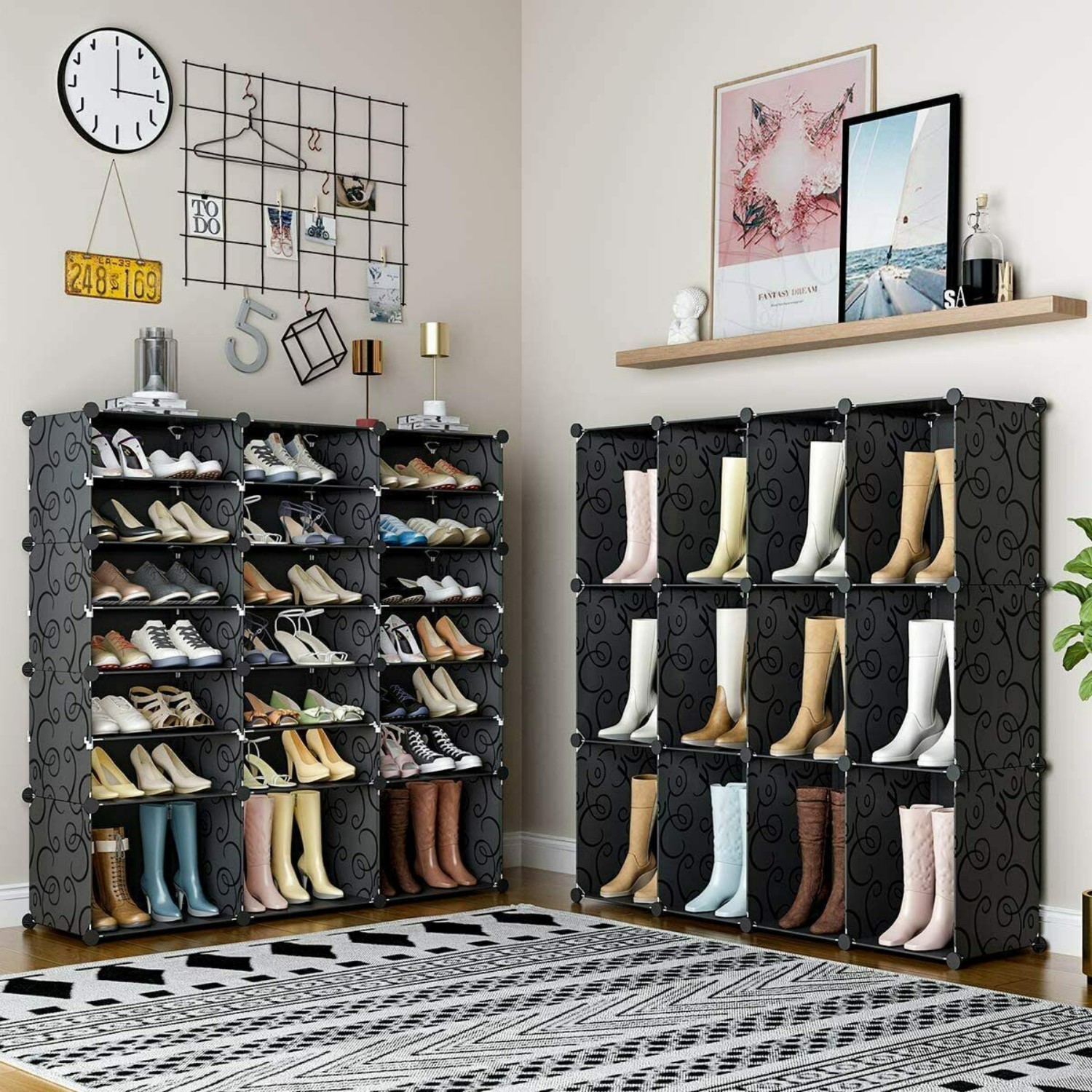 7 Tiers Portable Shoe Rack Organizer 48 Pairs Shelf  Cabinet for Heels