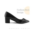 thumbnail image 3 of BLISSFUL STEP Pointy Toe Slip on Chunky Heel Pumps for Women Black (Size 6), 3 of 6