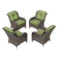 thumbnail image 3 of Meetleisure 4 Piece Wicker Patio Furniture Set, Rattan Chairs with High Back, Deep Seating, Wide Armrest, Thick Cushions for Deck Porch, Green, 3 of 9
