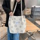 thumbnail image 5 of Bolso de hombro retro de pana con cara sonriente, bolso de lona para clase de estudiante femenina, bolso de mano sencillo y moderno, 5 of 6