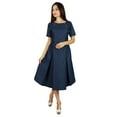 thumbnail image 4 of Bimba Womens Blue Cotton Pleated Dress With Pockets Chic Casual Midi Dresses, 4 of 9