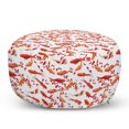 thumbnail image 1 of Fish Pouf Cover with Zipper, Japanese Traditional Aquatic Creatures with Leaves Branches Ornament Abstract Image, Soft Decorative Fabric Unstuffed Case, 30" W X 17.3" L, Orange White, by Ambesonne, 1 of 5