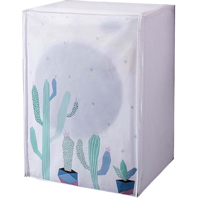 Funda para secadora de ropa, funda impermeable para lavadora, funda para lavadora Peva a prueba de polvo, adecuada para lavadoras de 6 a 8 kg (60 x 56 x 83 cm, cactus) A