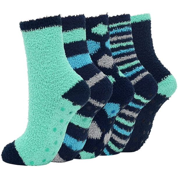 HTOOQ Fuzzy Socks with Grips for Women Winter Christmas Fuzzy Socks Cozy  Womens Fuzzy Socks Fluffy Non Slip Socks