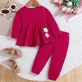 thumbnail image 5 of Cdudpw Baby Girls Clothes Toddler Girl Outfits Fall Infant Winter Ribbed Pants Set(Y206-Hot Pink), 5 of 9