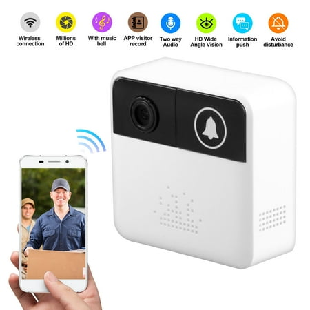 - Smart Wifi Wireless Doorbell, Video Doorbell 720P HD Security Camera Real-Time Video and Two-Way Talk, Night Vision, PIR Motion Detection App Control for iOS and Android