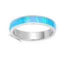 thumbnail image 4 of CHOOSE YOUR COLOR Blue Simulated Opal Wide Men's Wedding Ring .925 Sterling Silver Band CZ Female Size 5, 4 of 4