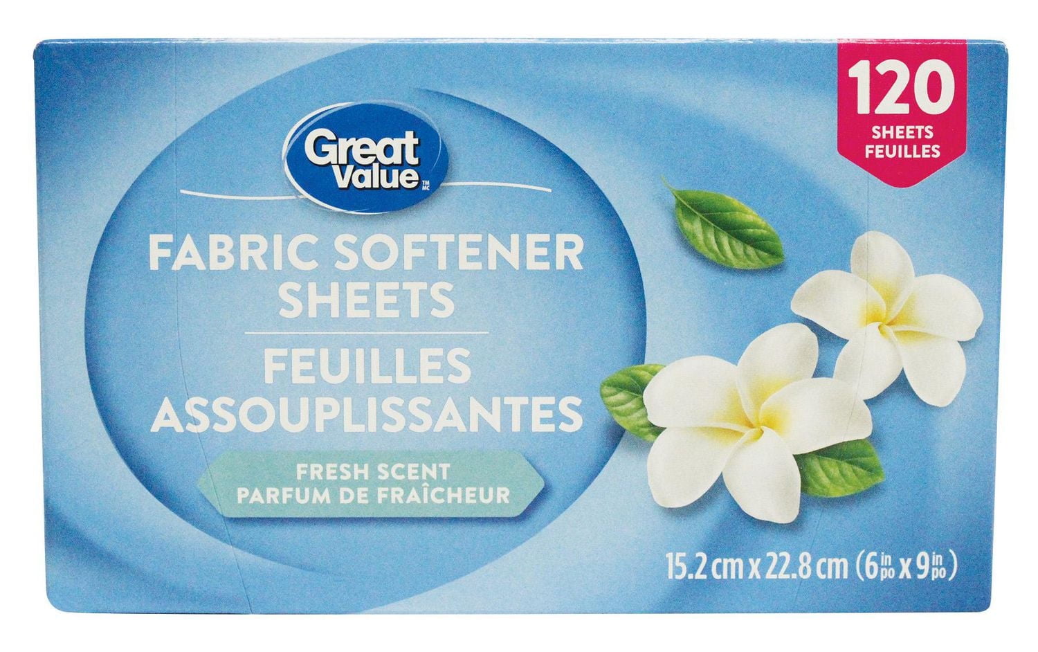 Great Value Fabric Softener Sheets- Fresh Scent, 120 Sheets