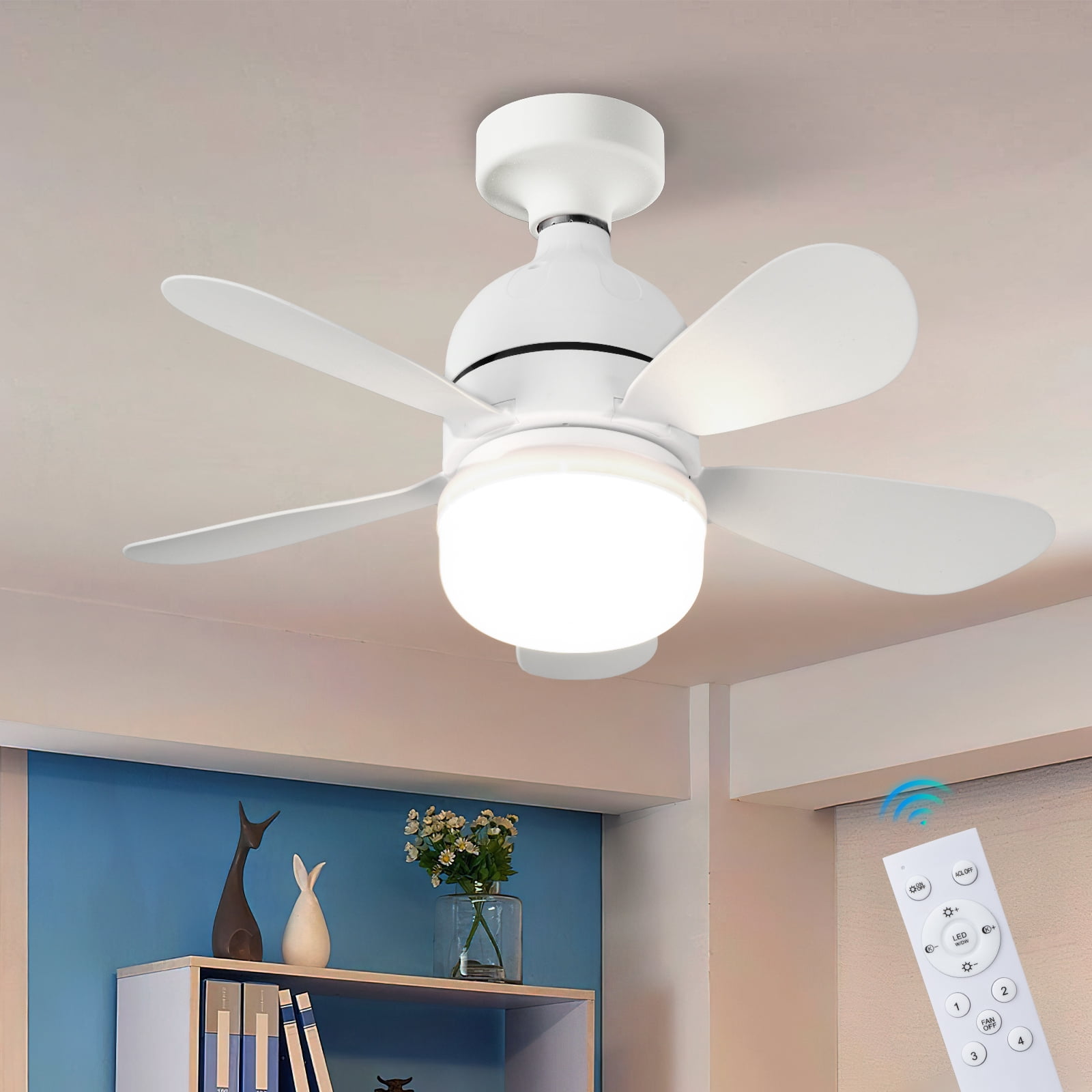 Surnie Socket Fan Light -Ceiling Fans With Lights And Remote 3 Light Modes 5 Brightness Levels Powerful Airflow Quiet Fan Light Bulb Screw In Ceiling Fan For Bedroom Living Room Kitchen Garage