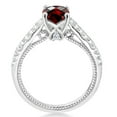 thumbnail image 3 of Gem Stone King 925 Sterling Silver Red Garnet and White Created Sapphire Engagement Ring for Women (1.22 Cttw, Cushion Checkerboard 6MM, Gemstone January Birthstone, Available in Size 5, 6, 7, 8, 9), 3 of 5