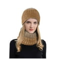 thumbnail image 4 of Dyfzdhu Men Women Winter Knitted Fleece Windproof Hood Scarf Coif Knit Hat Warm Hats for Adult Khaki, 4 of 9